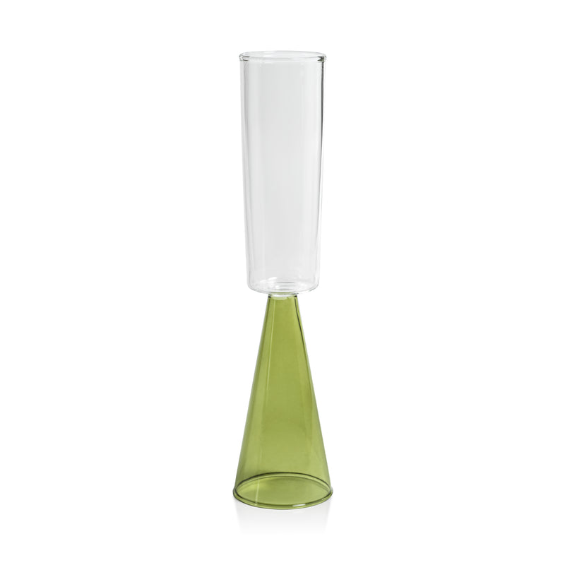 Zodax Viterbo Champagne Flutes, Green, Set of 4