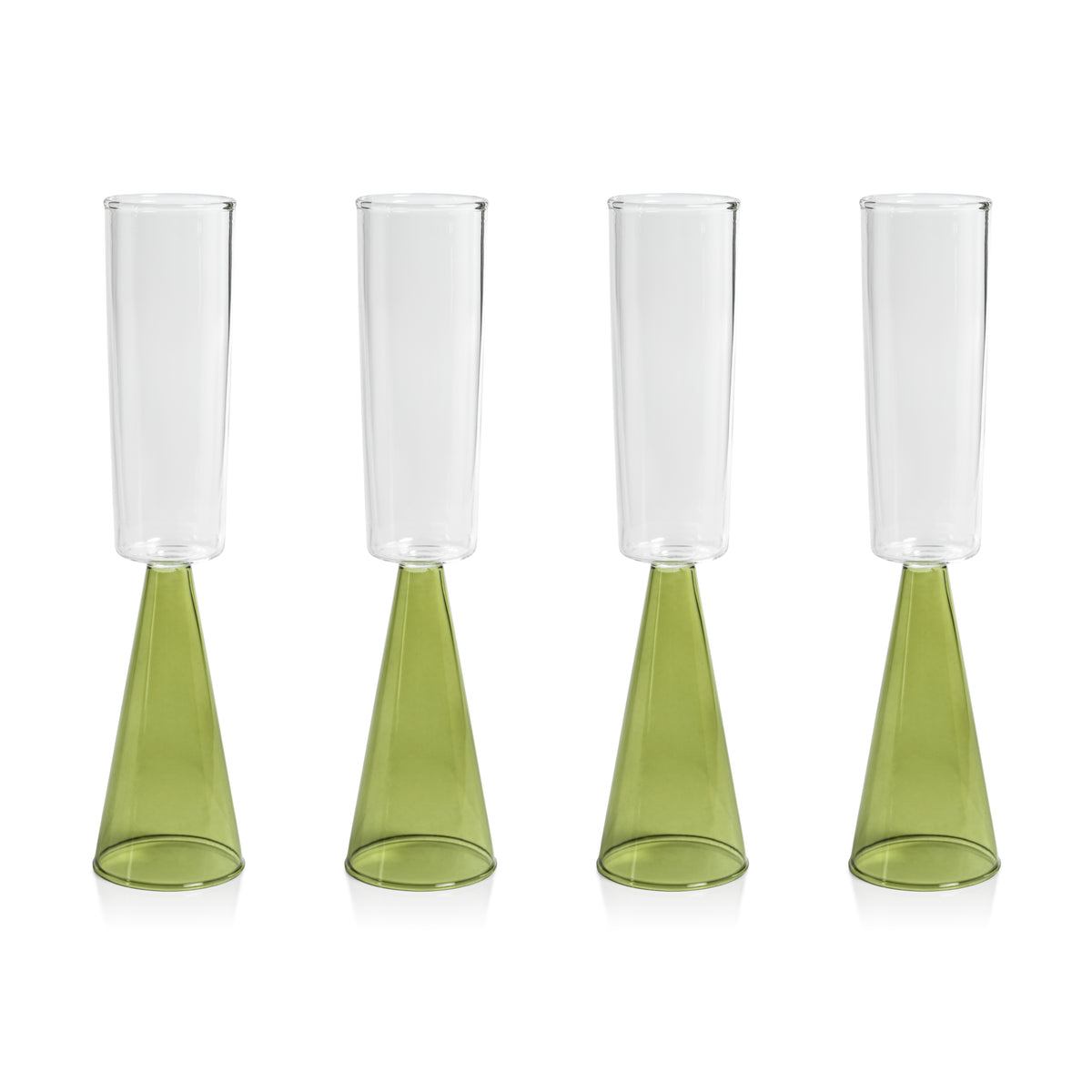 Zodax Viterbo Champagne Flutes, Green, Set of 4