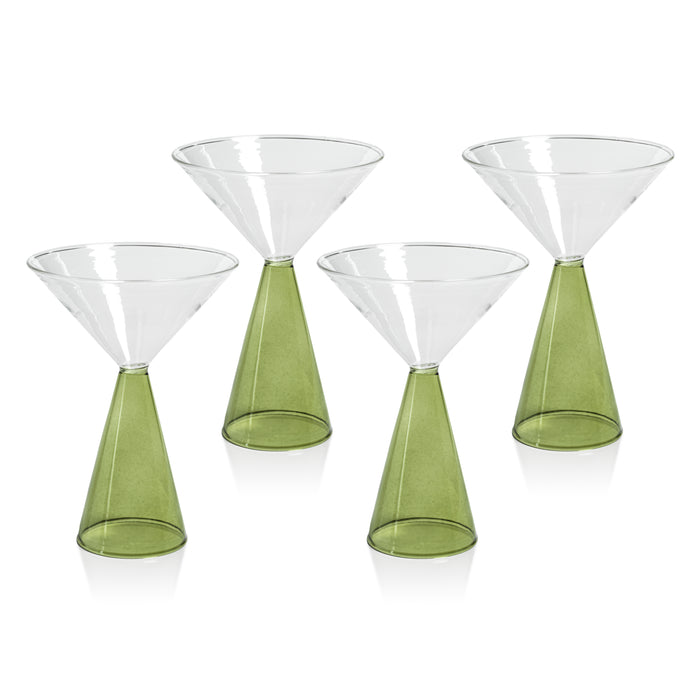 Zodax Viterbo Martini Glasses, Green, Set of 4