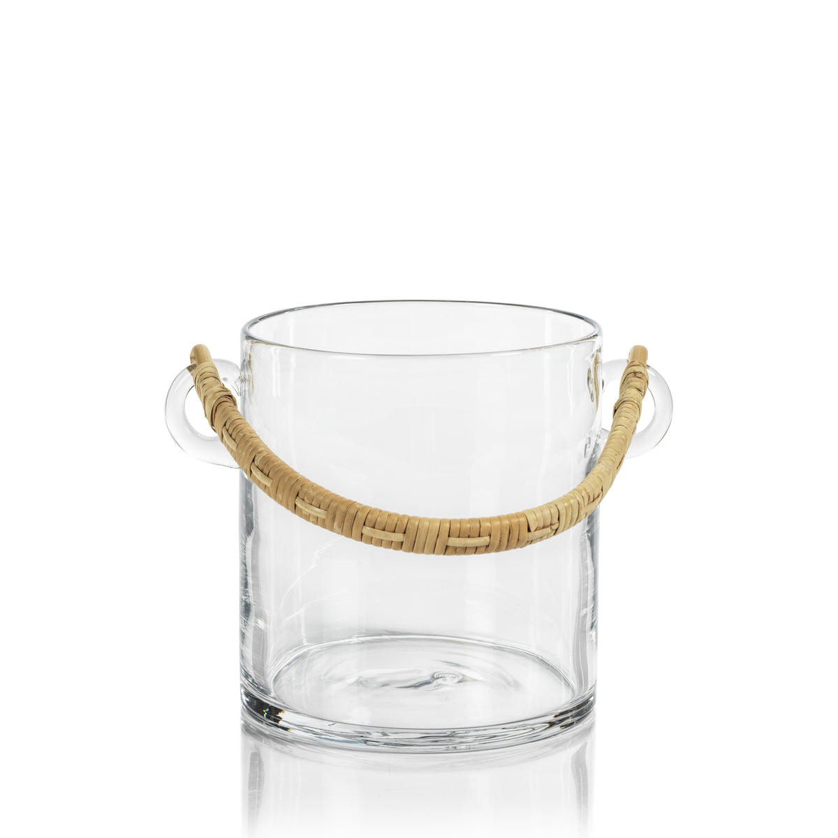 Zodax Budva Glass Ice Bucket / Wine Cooler with Rattan Handle