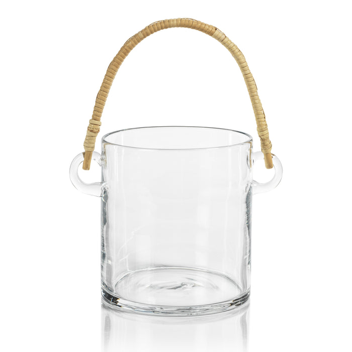 Zodax Budva Glass Ice Bucket / Wine Cooler with Rattan Handle