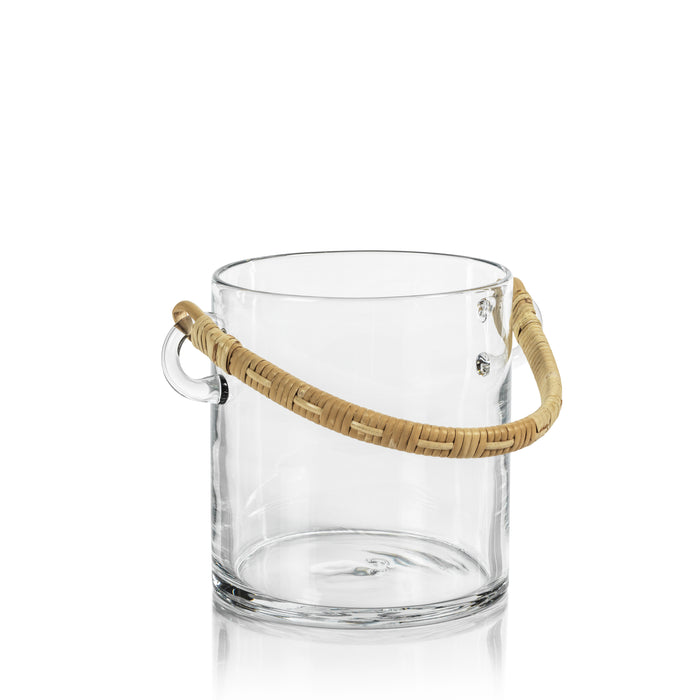 Zodax Budva Glass Ice Bucket / Wine Cooler with Rattan Handle