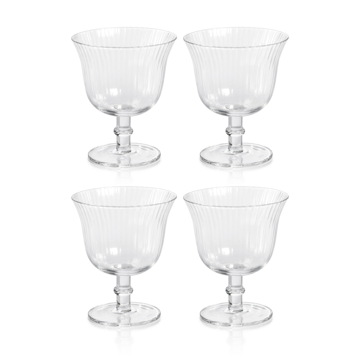 Zodax Kenley Clear Optic Cocktail / Desert Glasses, Set of 4