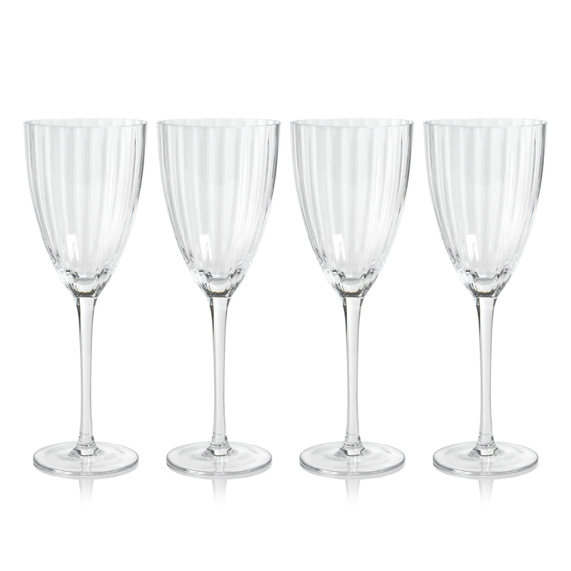 Zodax Malden Optic White Wine Glasses, Clear, Set of 4