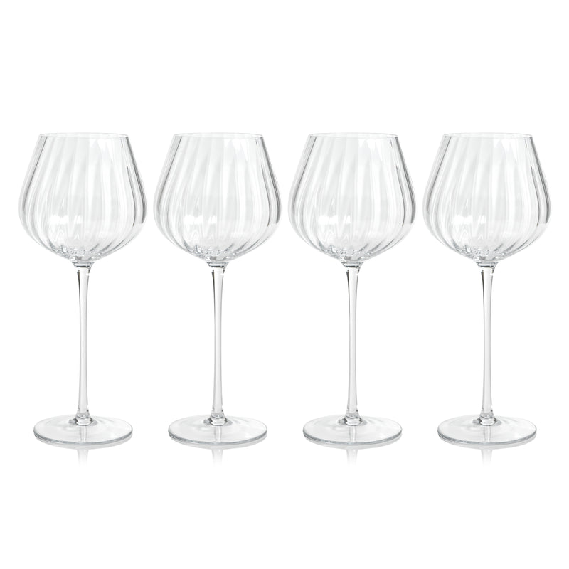 Zodax Malden Optic Red Wine Glasses, Clear, Set of 4