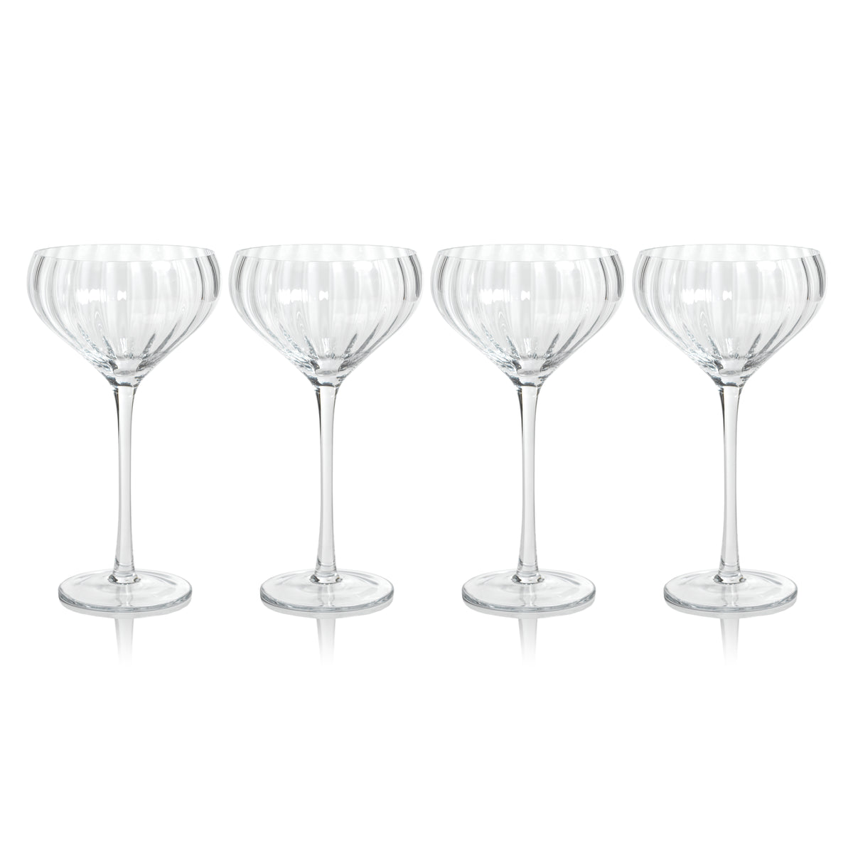 Zodax Malden Optic Cocktail Glasses, Clear, Set of 4
