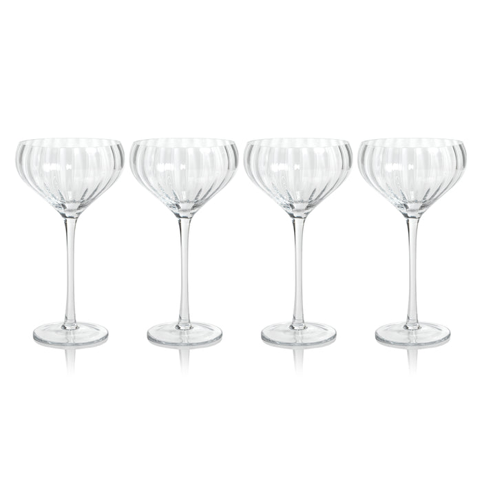 Zodax Malden Optic Cocktail Glasses, Clear, Set of 4