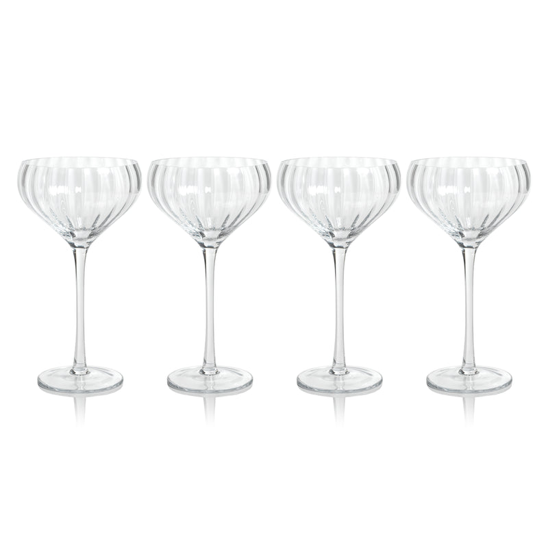 Zodax Malden Optic Cocktail Glasses, Clear, Set of 4