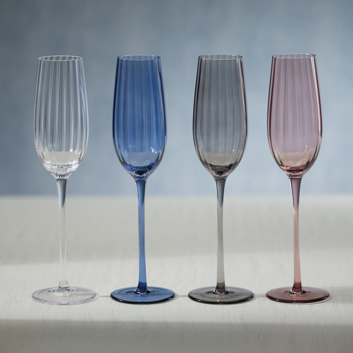 Zodax Malden Optic Champagne Flutes, Clear, Set of 4