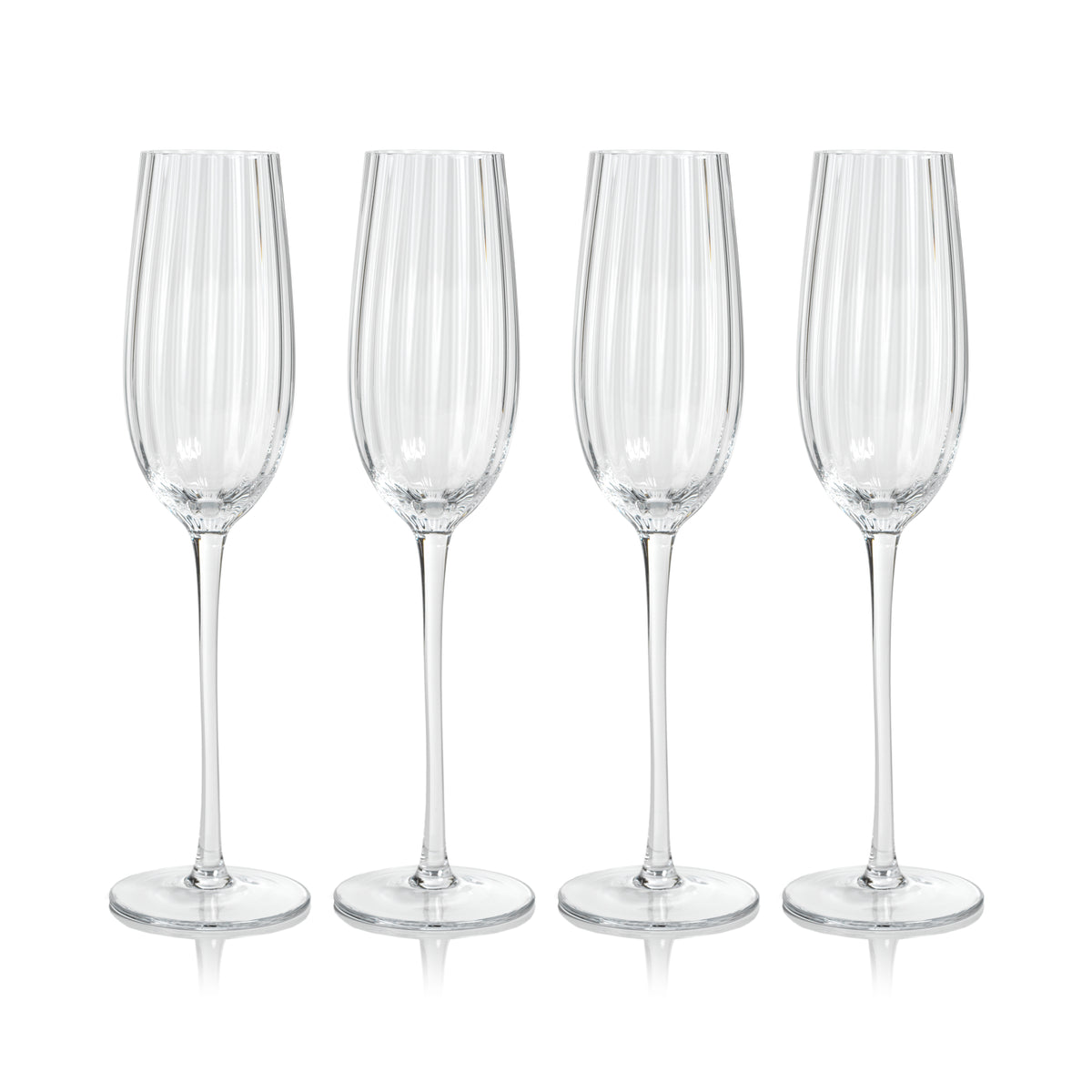 Zodax Malden Optic Champagne Flutes, Clear, Set of 4