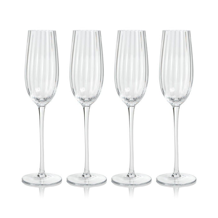 Zodax Malden Optic Champagne Flutes, Clear, Set of 4