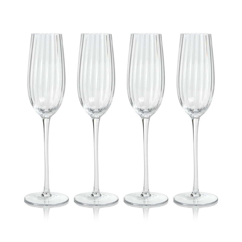 Zodax Malden Optic Champagne Flutes, Clear, Set of 4