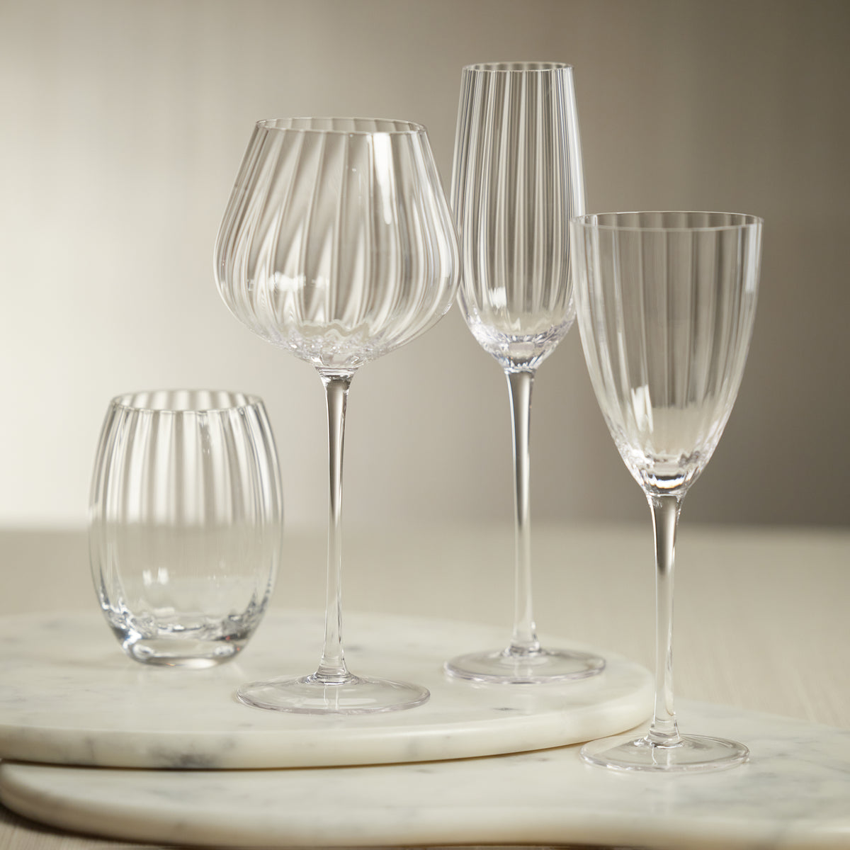 Zodax Malden Optic Stemless All-Purpose Glasses, Clear, Set of 4