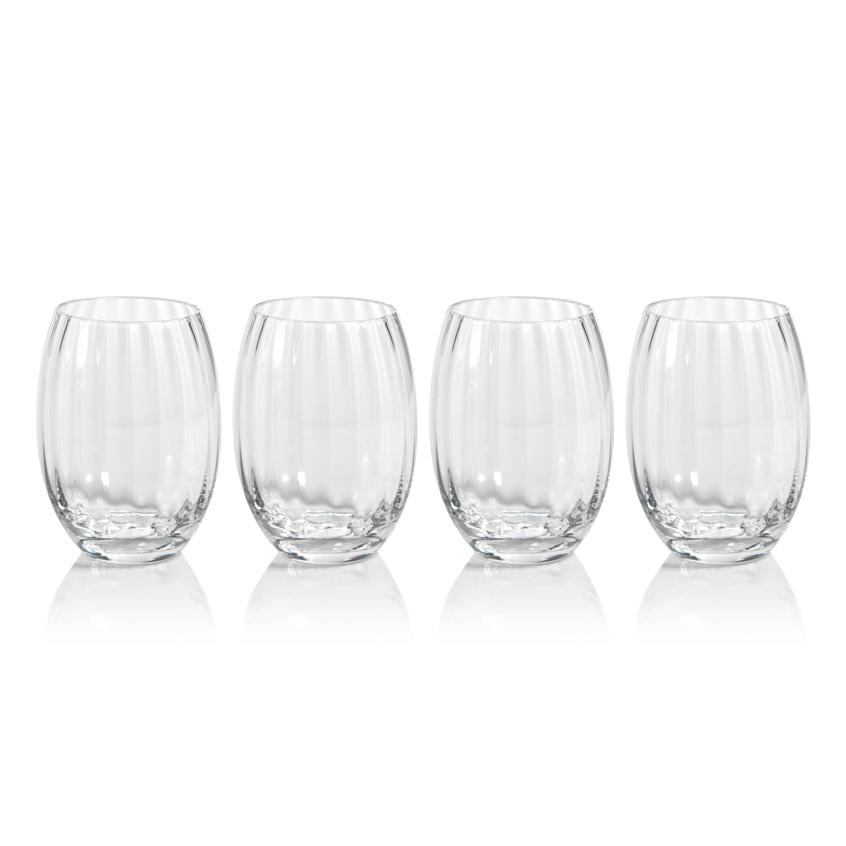 Zodax Malden Optic Stemless All-Purpose Glasses, Clear, Set of 4