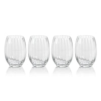 Zodax Malden Optic Stemless All-Purpose Glasses, Clear, Set of 4