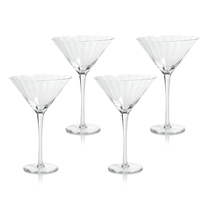Zodax Malden Optic Martini Glasses, Clear, Set of 4