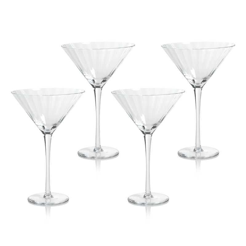 Zodax Malden Optic Martini Glasses, Clear, Set of 4