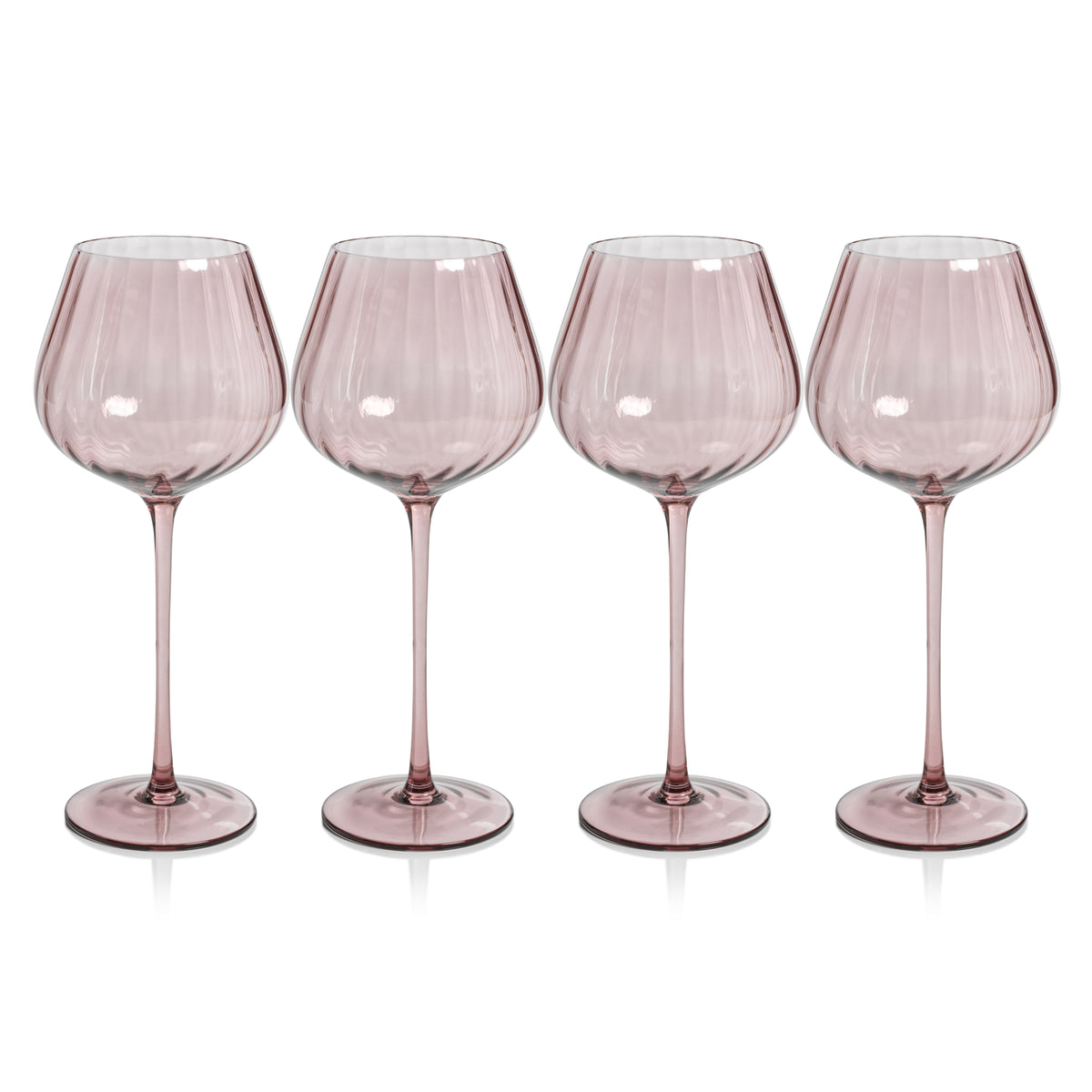 Zodax Malden Optic Red Wine Glasses, Wine, Set of 4