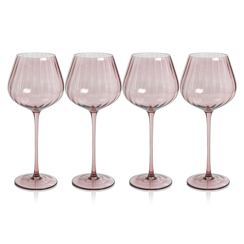 Zodax Malden Optic Red Wine Glasses, Wine, Set of 4