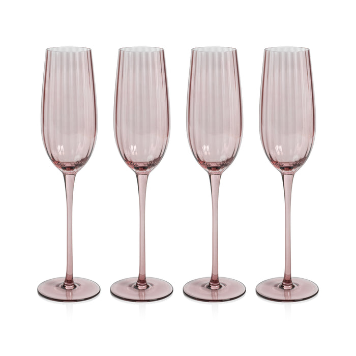 Zodax Malden Optic Champagne Flutes, Wine, Set of 4