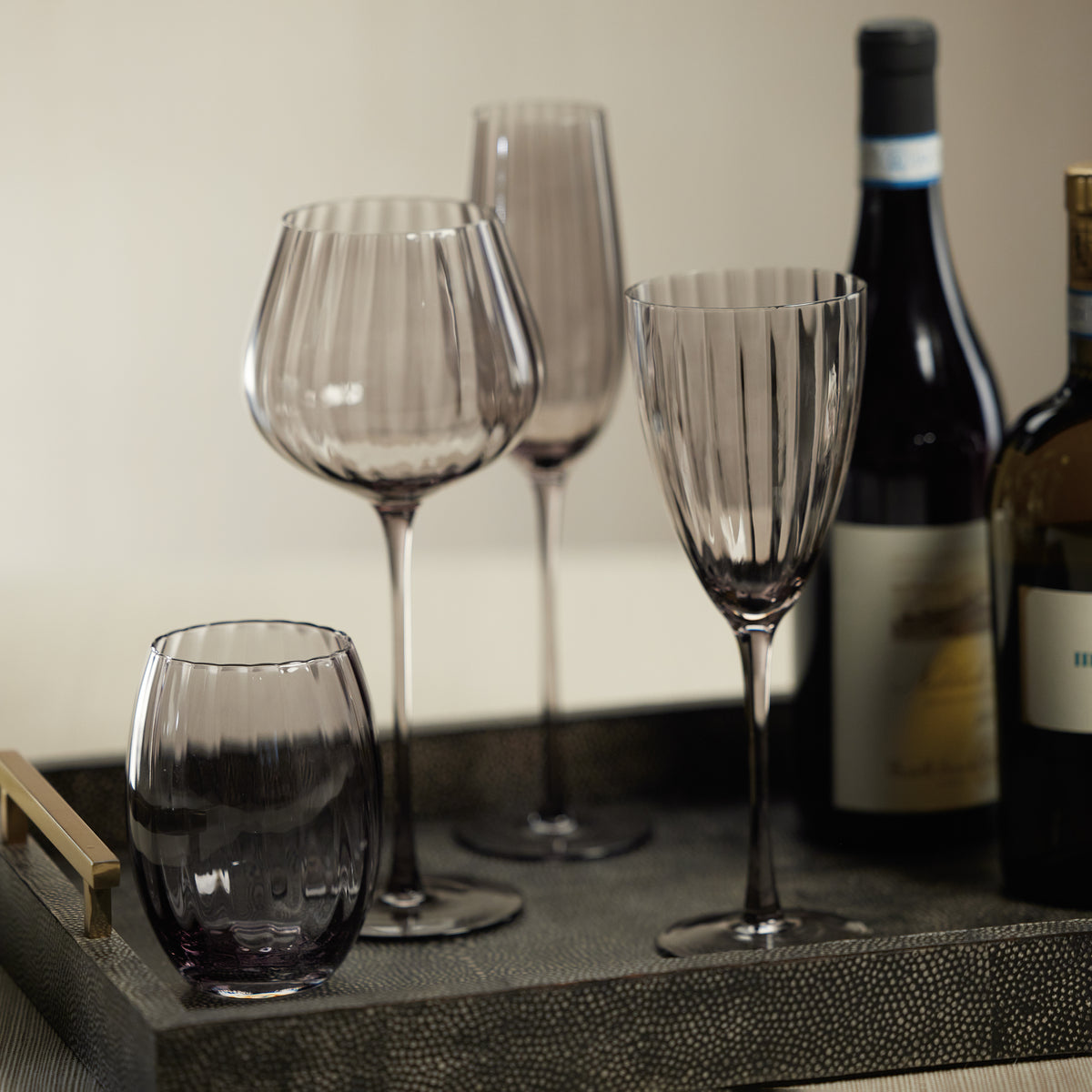Zodax Malden Optic White Wine Glasses, Smoke, Set of 4