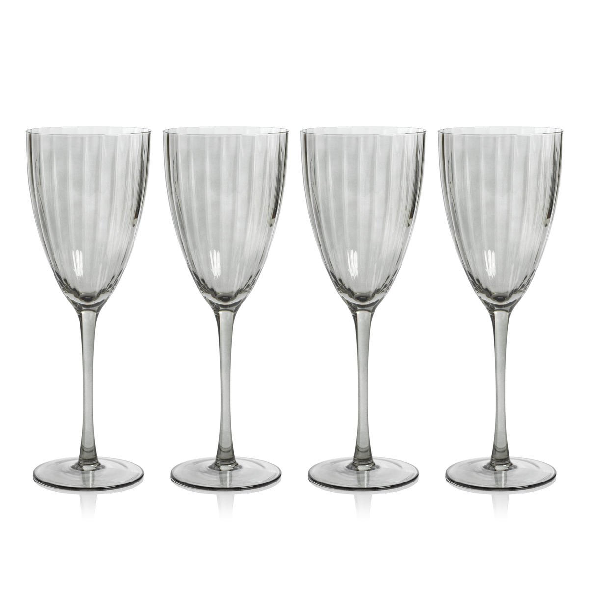 Zodax Malden Optic White Wine Glasses, Smoke, Set of 4