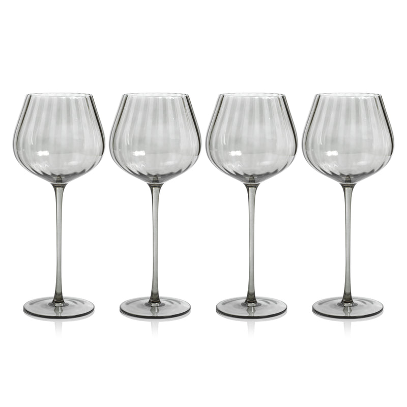 Zodax Malden Optic Red Wine Glasses, Smoke, Set of 4