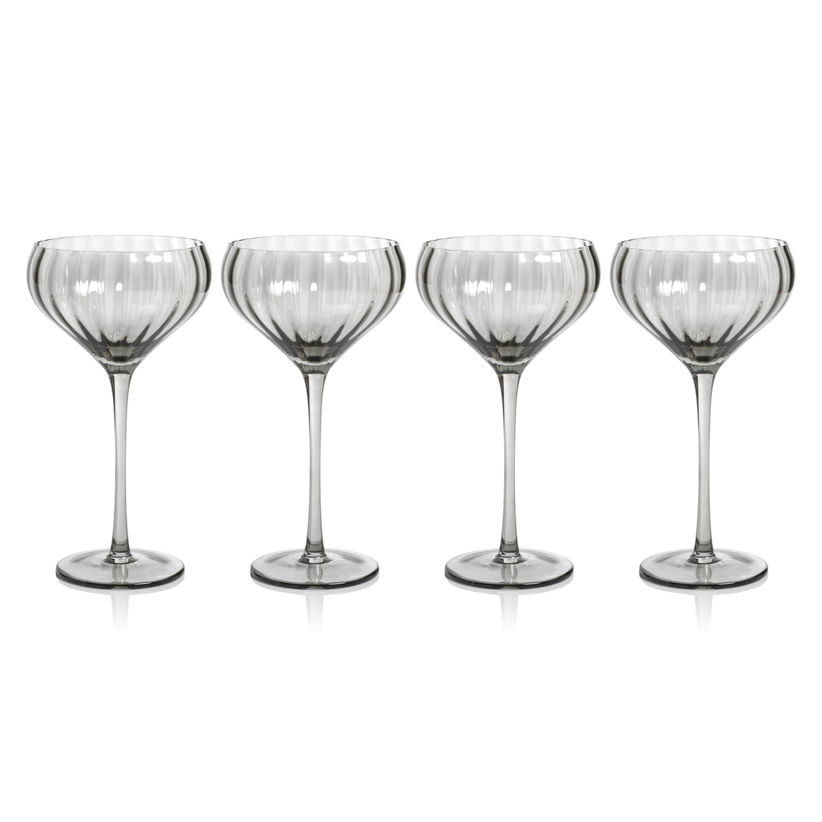 Zodax Malden Optic Cocktail Glasses, Smoke, Set of 4