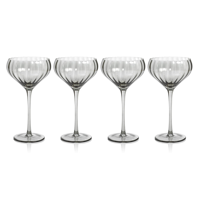Zodax Malden Optic Cocktail Glasses, Smoke, Set of 4