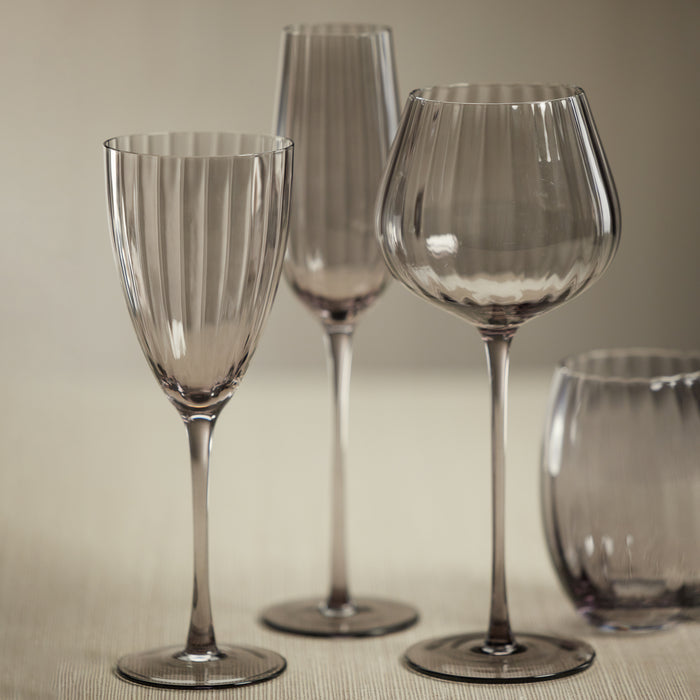 Zodax Malden Optic Champagne Flutes, Smoke, Set of 4