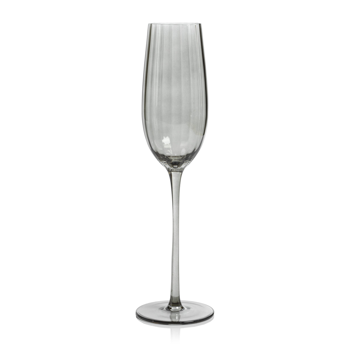 Zodax Malden Optic Champagne Flutes, Smoke, Set of 4