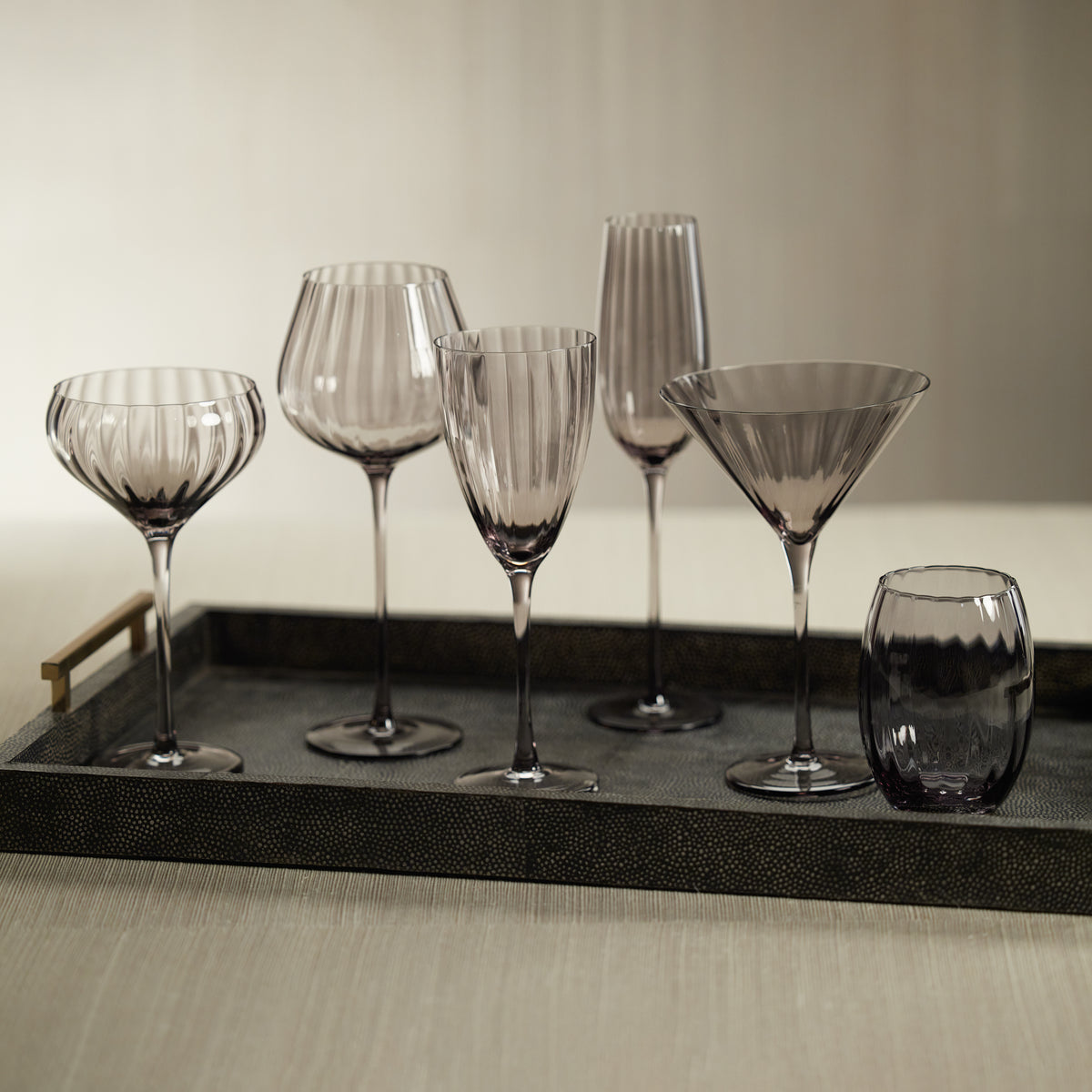 Zodax Malden Optic Stemless All-Purpose Glasses, Smoke, Set of 4