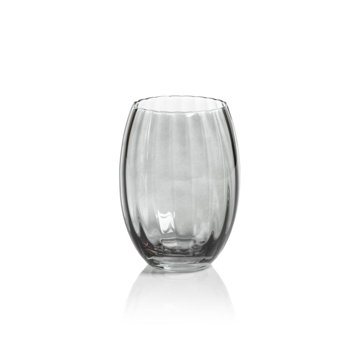 Zodax Malden Optic Stemless All-Purpose Glasses, Smoke, Set of 4