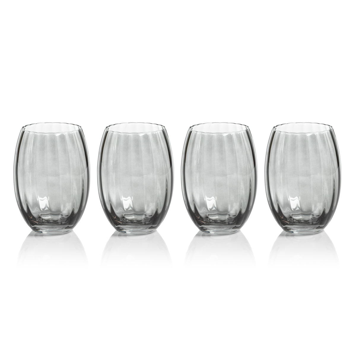 Zodax Malden Optic Stemless All-Purpose Glasses, Smoke, Set of 4