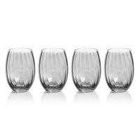 Zodax Malden Optic Stemless All-Purpose Glasses, Smoke, Set of 4