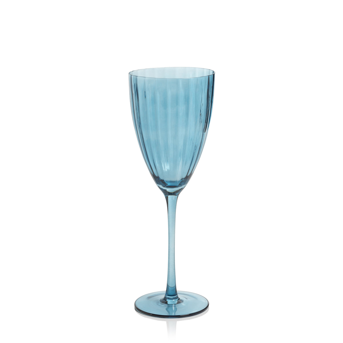 Zodax Malden Optic White Wine Glasses, Blue Azure, Set of 4