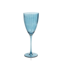 Zodax Malden Optic White Wine Glasses, Blue Azure, Set of 4