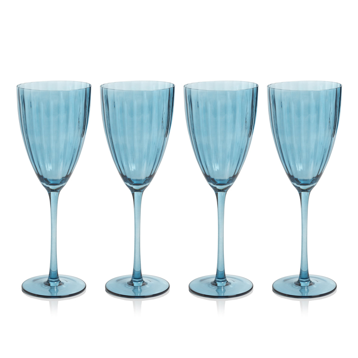 Zodax Malden Optic White Wine Glasses, Blue Azure, Set of 4