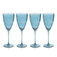 Zodax Malden Optic White Wine Glasses, Blue Azure, Set of 4