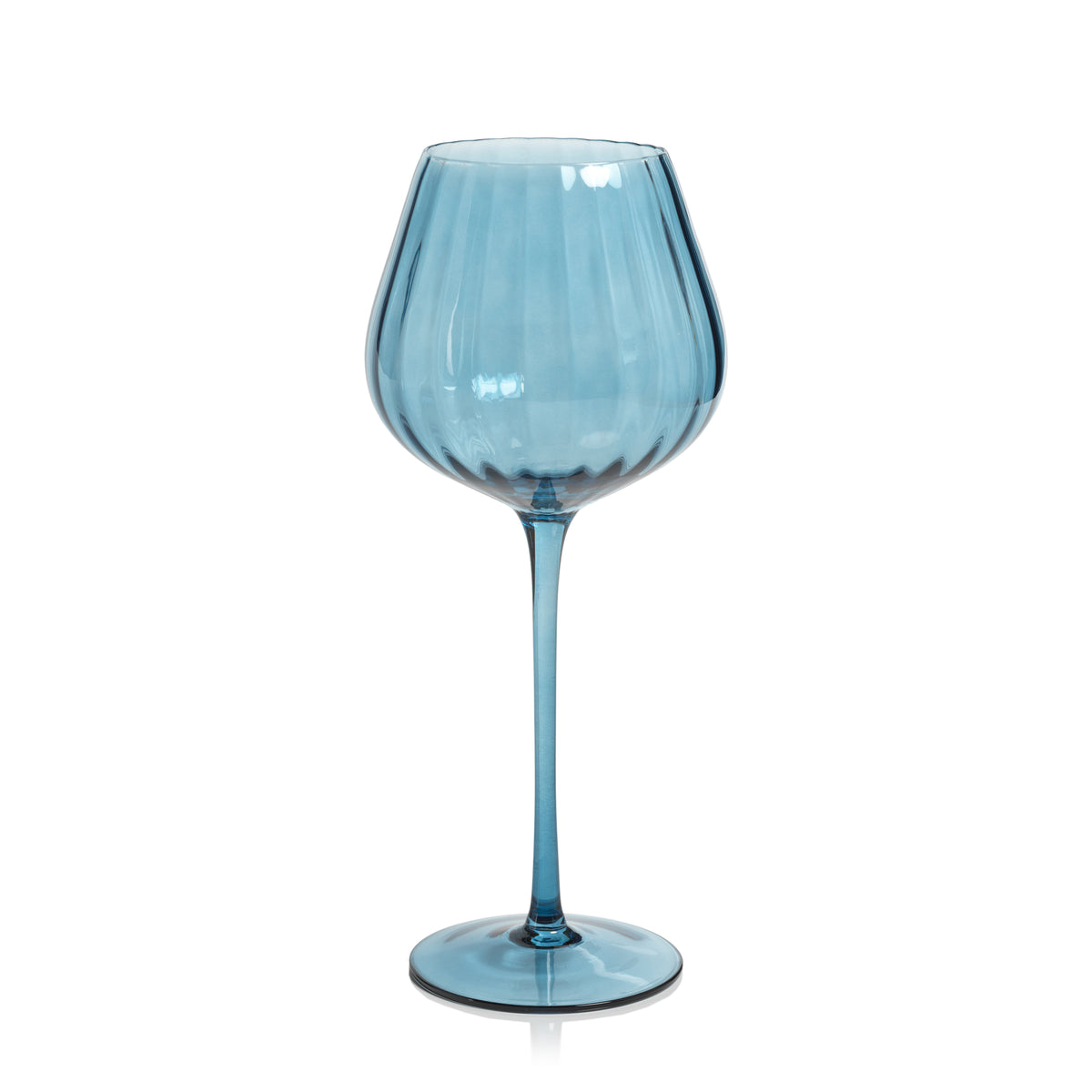 Zodax Malden Optic Red Wine Glasses, Blue Azure, Set of 4