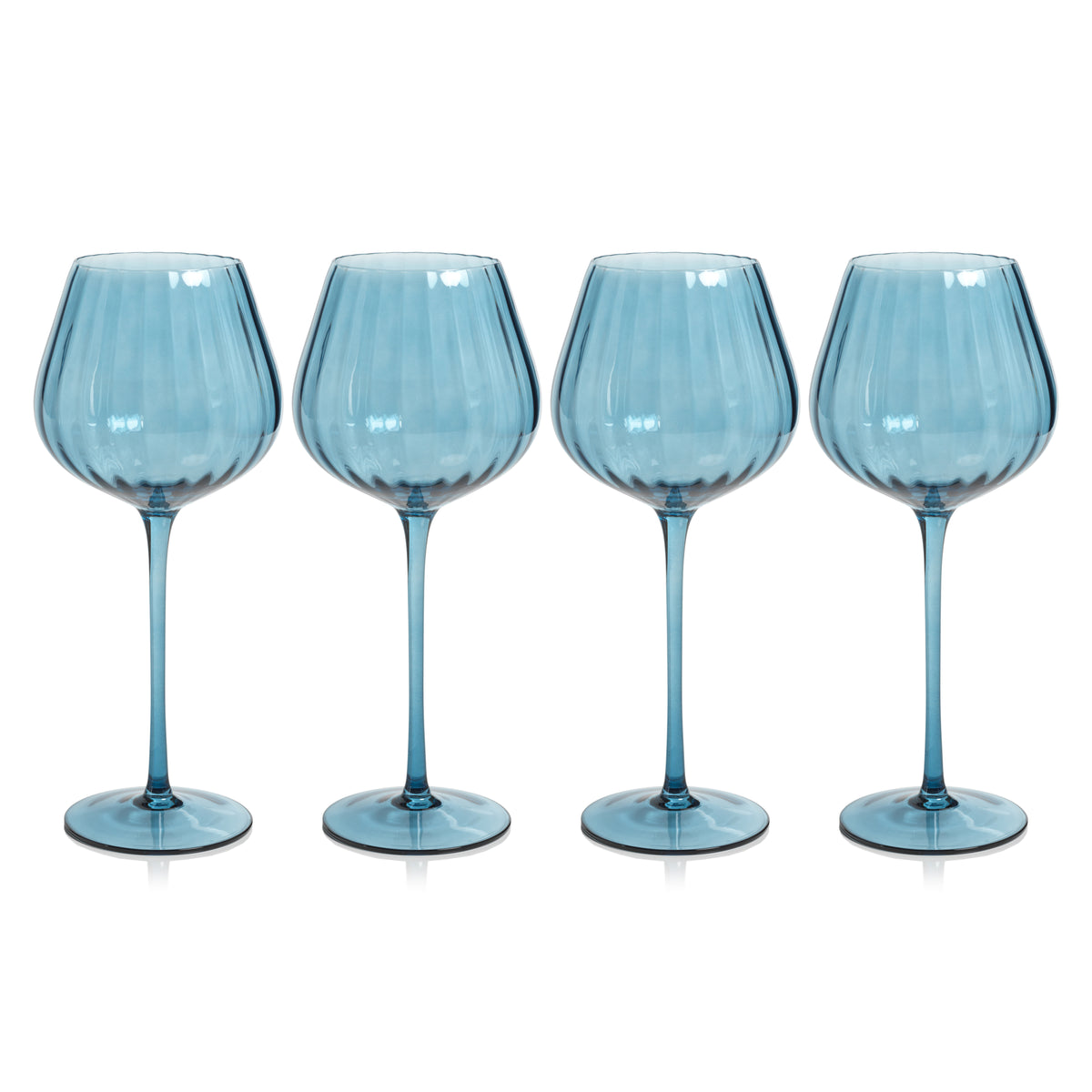 Zodax Malden Optic Red Wine Glasses, Blue Azure, Set of 4