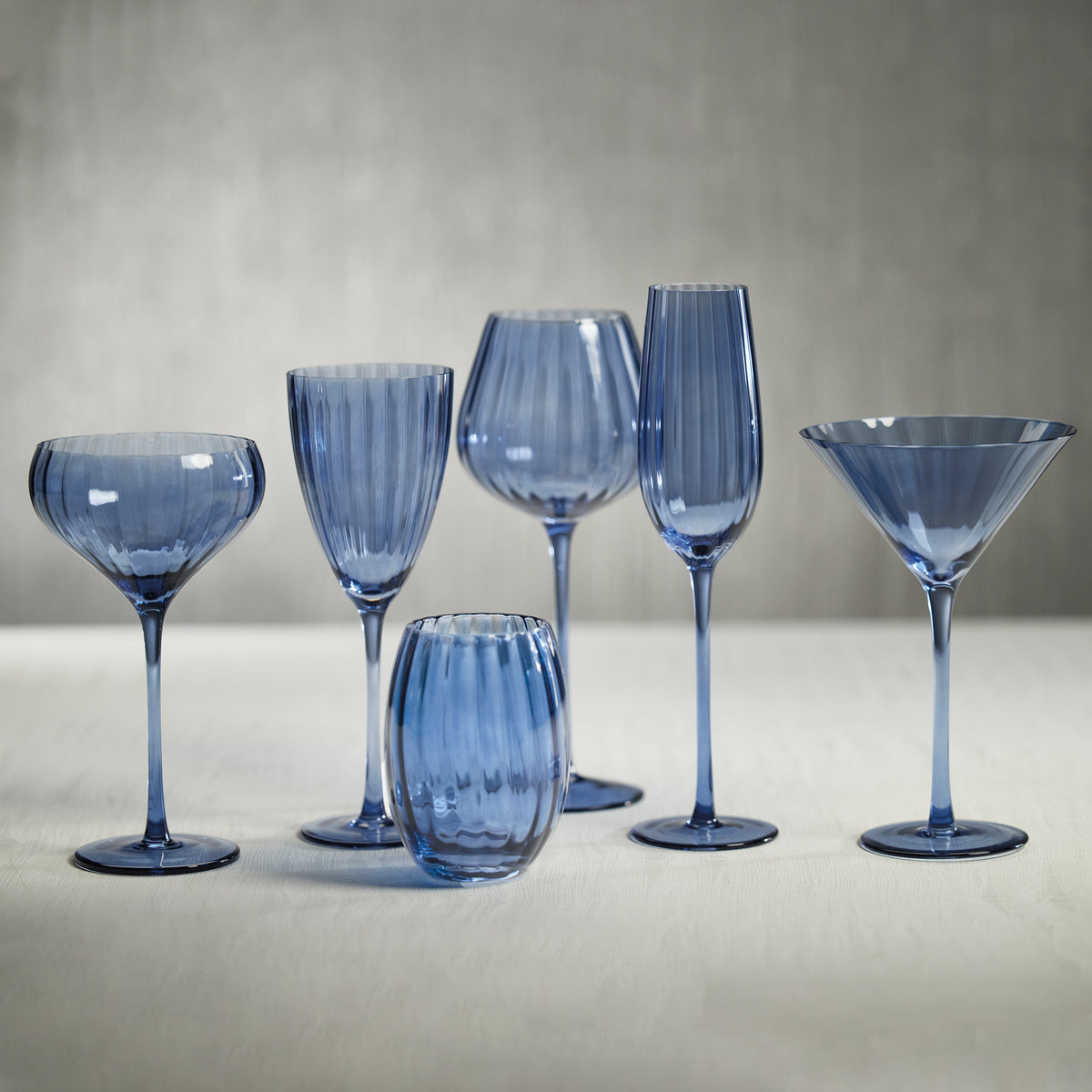 Zodax Malden Optic Cocktail Glasses, Blue Azure, Set of 4