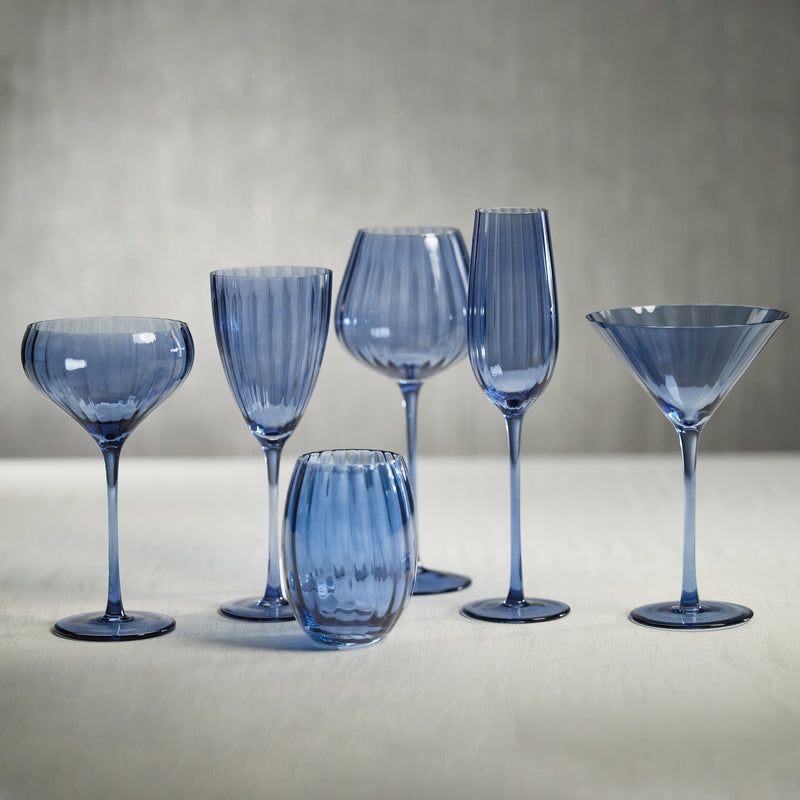 Zodax Malden Optic Cocktail Glasses, Blue Azure, Set of 4
