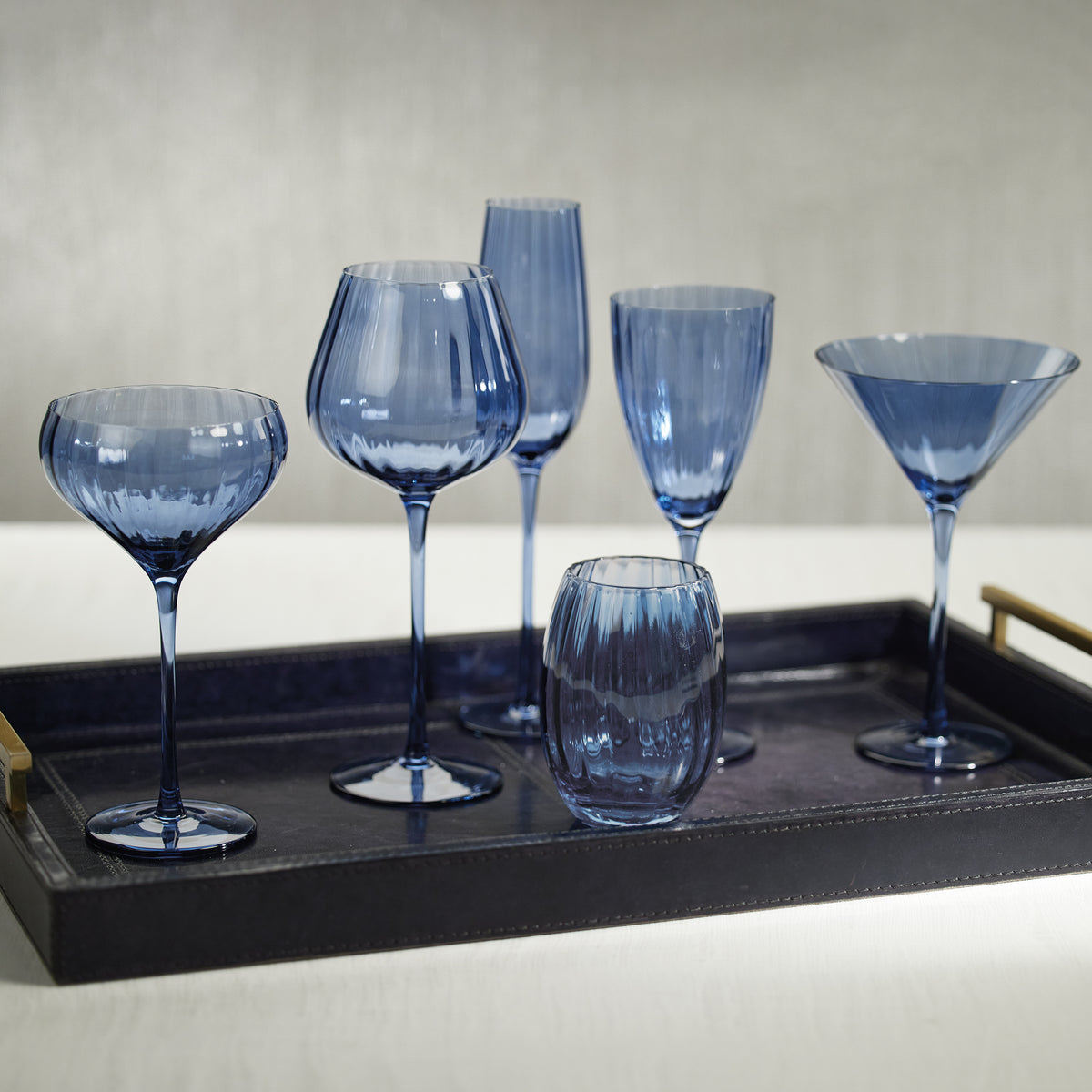 Zodax Malden Optic Cocktail Glasses, Blue Azure, Set of 4