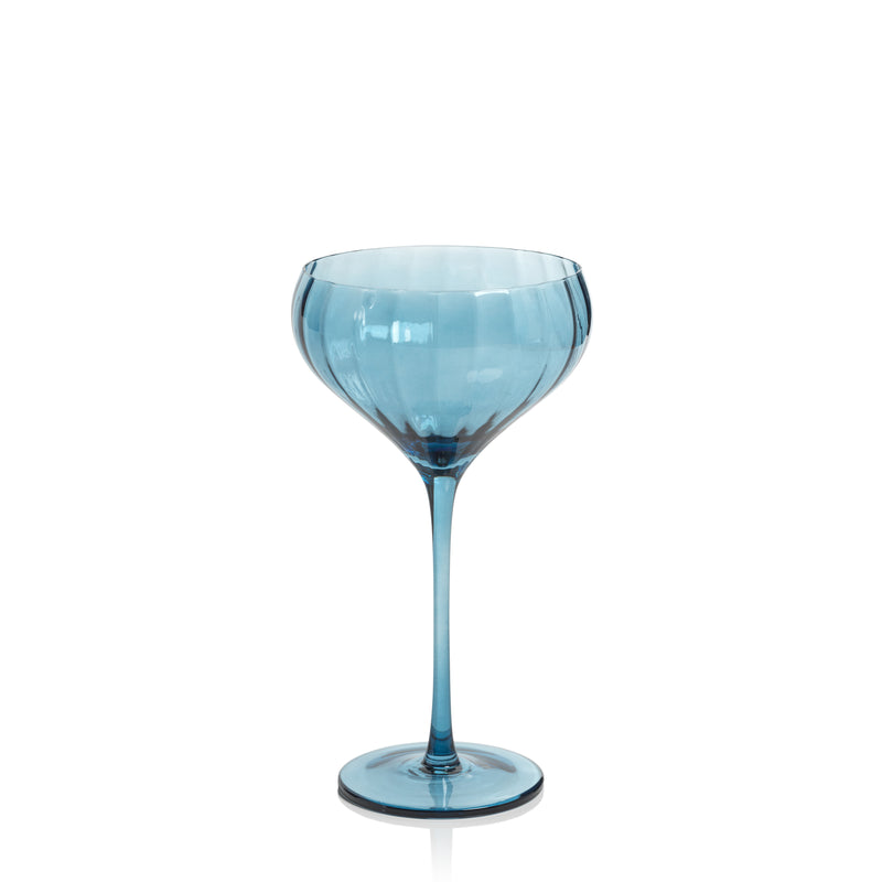 Zodax Malden Optic Cocktail Glasses, Blue Azure, Set of 4