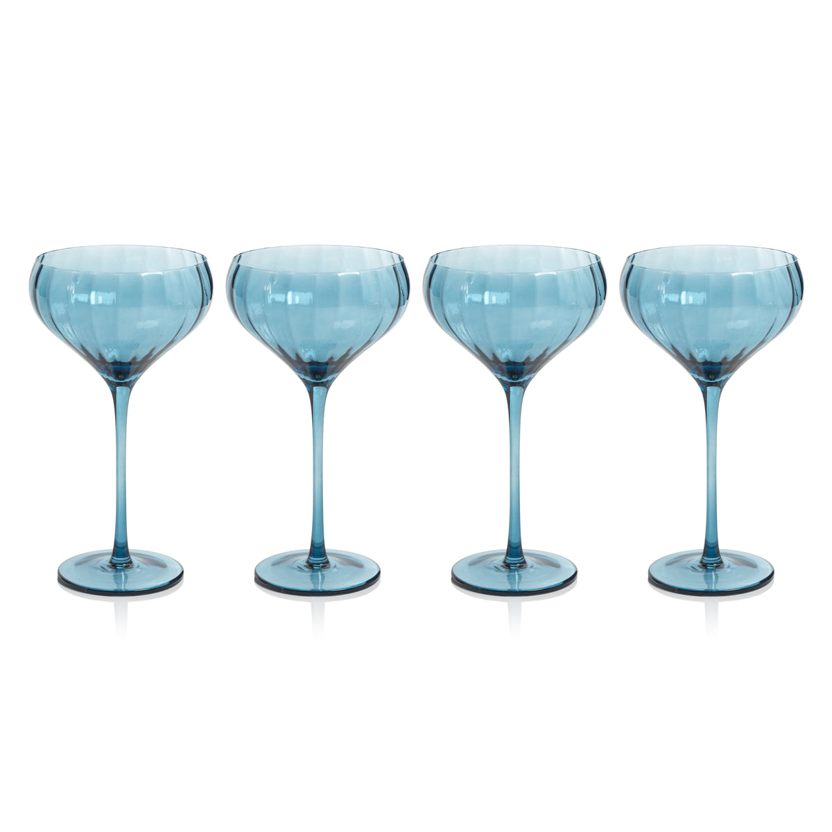 Zodax Malden Optic Cocktail Glasses, Blue Azure, Set of 4