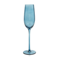 Zodax Malden Optic Champagne Flutes, Blue Azure, Set of 4