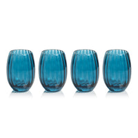 Zodax Malden Optic Stemless All-Purpose Glasses, Blue Azure, Set of 4