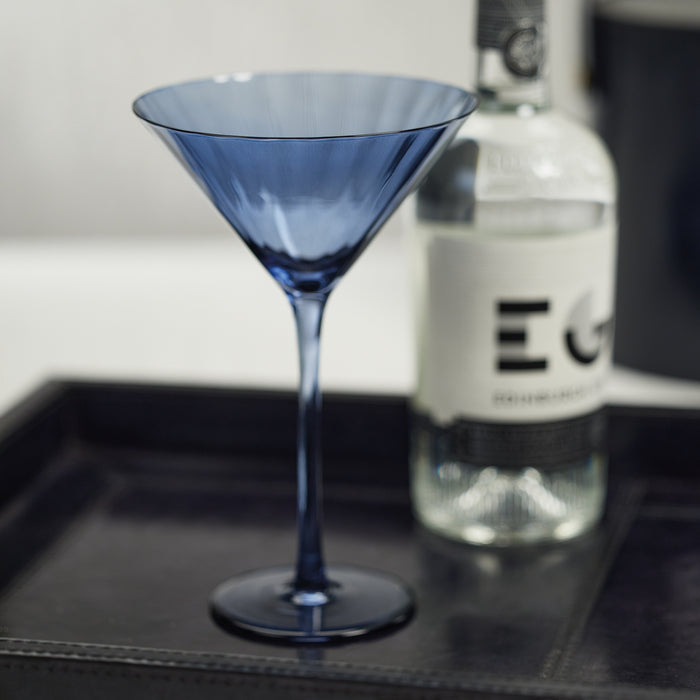 Zodax Malden Optic Martini Glasses, Blue Azure, Set of 4
