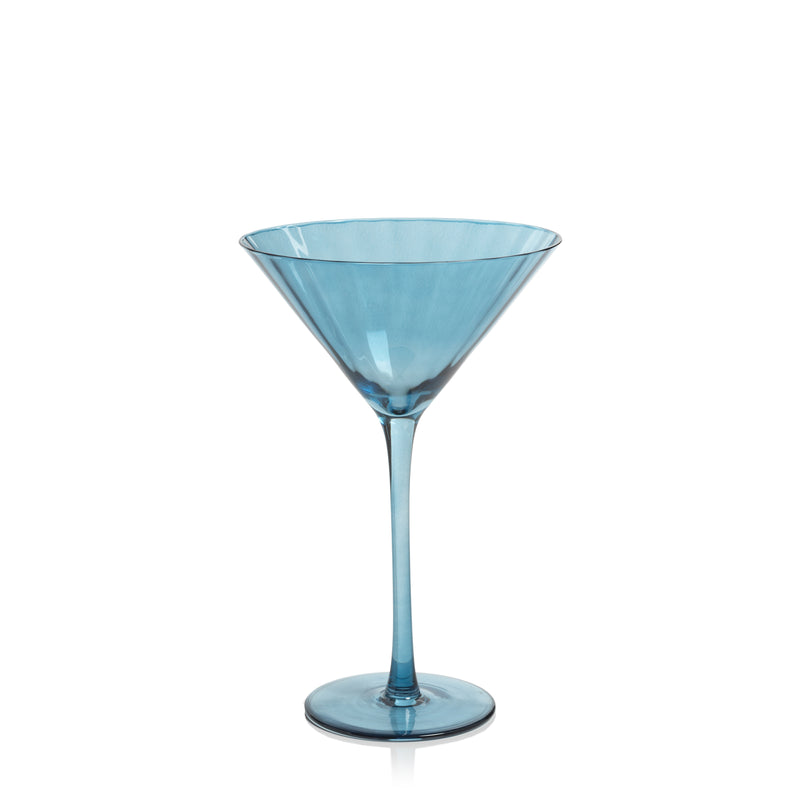 Zodax Malden Optic Martini Glasses, Blue Azure, Set of 4